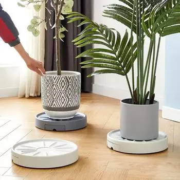 Поднос для цветочного горшка 13-дюймовый передвижной контейнер для растений с бесшумными колесами Легкое перемещение горшка Утолщенный полимерный поднос для цветочного горшка S серый