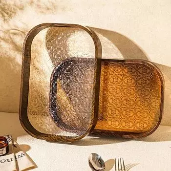 Поднос для цветов бегонии в стиле ретро, прозрачная стеклянная декоративная тарелка, журнальный столик для дома, поднос для фруктов, прямоугольный поднос белый