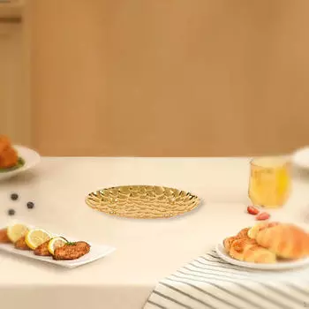 Поднос для десерта, металлический овальный поднос для закусок и кексов 26.5cmx16cm