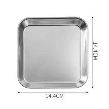 Поднос для еды из нержавеющей стали 304, поднос для фруктов, торта, закусок, тарелка для стейка, кухонные аксессуары Silver-S