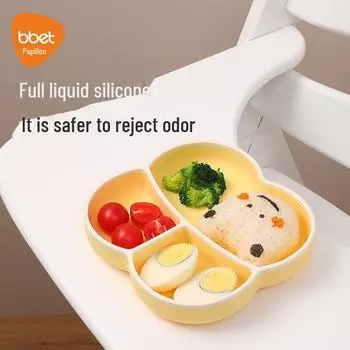 Поднос для еды с силиконовой присоской для младенцев: Поощряет самостоятельное питание 177*170*33mm коричневый