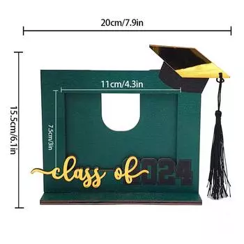 Поднос для фотографий Выпускной Подарочный держатель для карт Деревянное украшение для фото Креативная открытка Выпускной подарок One Size зелёный