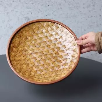 Поднос для фруктов из бамбука ручной работы, поднос для японского хлеба, димсам, бытовая настольная корзина для хранения закусок, поднос для сухофруктов и всякой всячины