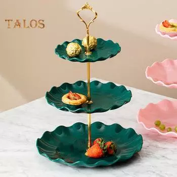 Поднос для фруктов в европейском стиле, антиокислительный, неувядаемый, прочный, с ручкой золотого цвета, фруктовая тарелка для дома розовый