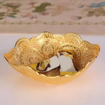Поднос для фруктов золотого цвета с прозрачной текстурой из цинкового сплава, стол для вечеринок, чаша для конфет для помещения 1