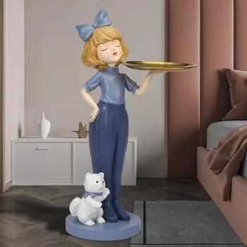 Поднос для хранения бантиков для девочек украшения Экологичная смола термостойкость Большой напольный поднос синий