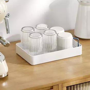 Поднос для хранения чашек, кухонный двухслойный сушилка для посуды, фруктов, овощей, слива воды, мытья, сушки фруктов, пластиковая корзина-органайзер L чёрный