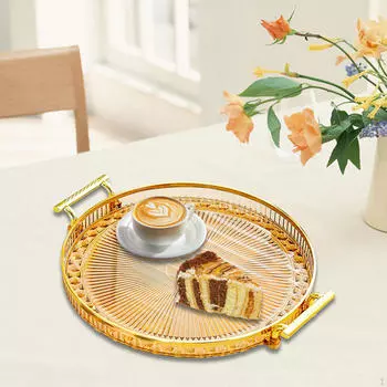 Поднос для хранения фруктов на столешницу круглый с ручкой блюдо современный для жизни оранжевый