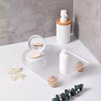 Поднос для хранения из гофрированного акрила Nordic с деревянной ножкой, кухонная сервировочная тарелка, настольный поддон для мелочей