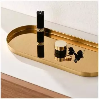 Поднос для хранения из нержавеющей стали, золотистый овальный, светлый, роскошный, для украшений, косметический, подвесной, домашний, декоративный поднос