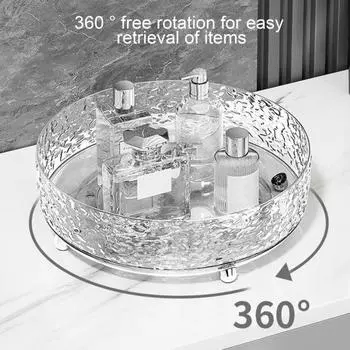 Поднос для хранения косметики, вращающийся на 360 градусов, многофункциональный держатель для кистей для макияжа, подставка для специй M белый