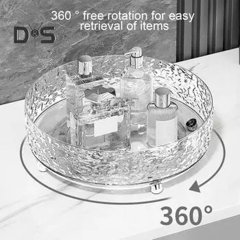Поднос для хранения косметики, вращающийся на 360 градусов, многофункциональный держатель для кистей для макияжа, подставка для специй M белый