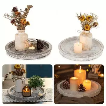 Поднос для хранения на вечеринке своими руками, подставка для свечей, фрукты, круглый деревянный поднос, свадебные аксессуары S