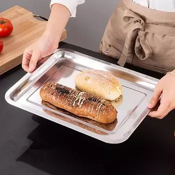 Поднос для хранения продуктов из нержавеющей стали, блюдо для фруктов и хлеба, прямоугольная тарелка для барбекю, вареных сосисок, кухонная форма для выпечки тортов и кондитерских изделий