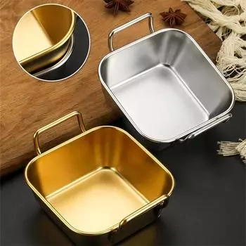 Поднос для хранения продуктов из нержавеющей стали 304 с ручкой, серебряный, золотой, для выпечки, выпечки, закусок, барбекю, кухонная тарелка, блюдо для суши