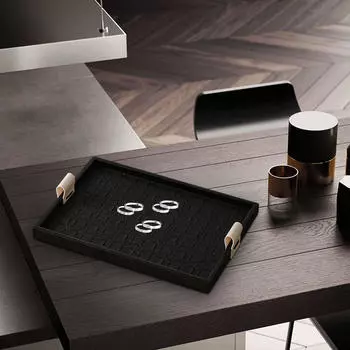 Поднос для хранения ювелирных изделий, косметическая тарелка для всякой всячины, декоративная универсальная витрина для ожерелья, сервировка десерта 30cmx20cmx2cm black