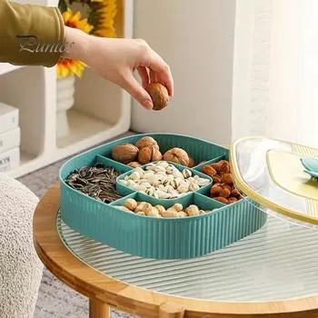 Поднос для хранения закусок, легкий роскошный отсек, многофункциональный пищевой уникальный ящик для хранения фруктовых орехов, конфет, пластиковый поднос для фруктов оранжевый