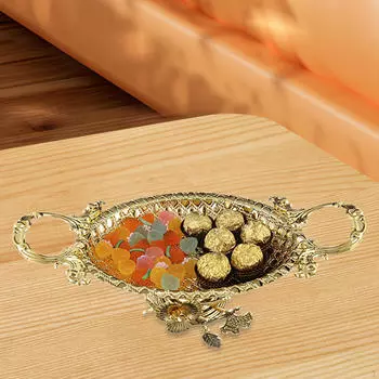 Поднос для кофе и чая, сервировочное блюдо, элегантная металлическая тарелка для фруктов, закуски на день рождения Oval