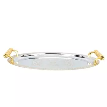 Поднос для кофе из нержавеющей стали для закусок, хранения чашек, фруктов, дневного стола, небольшого торта 32.50X24.00X3.50CM золотистый