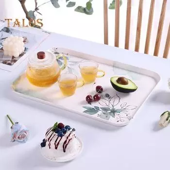 Поднос для кофе, нескользящий декоративный высокий край, полезный журнальный столик для гостиной, сервировочный поднос, домашний декор для кухни S