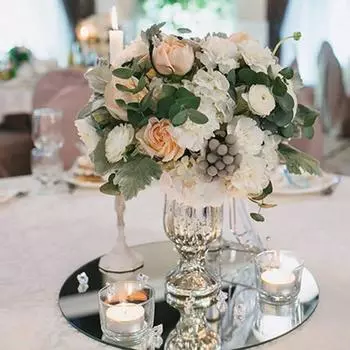 Поднос для комода Практичная сверхмощная небьющаяся свечная пластина Зеркальная поверхность стола Центральная часть Свечная пластина Свечная пластина Украшение дома серебряный