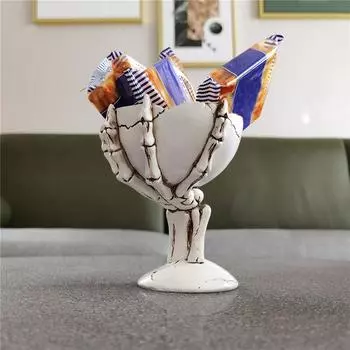 Поднос для конфет в виде черепа, миска для демонстрации сладостей из смолы, миска для демонстрации закусок, реквизит для дома с привидениями, домашний бар, настольные украшения