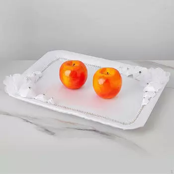 Поднос для косметики, витрина для ювелирных изделий, многоцелевой цветочный край, декоративный для вечеринки 38x28.5cm