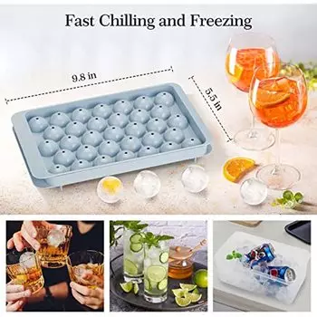 Поднос для кубиков льда Круглые подносы для кубиков льда для морозильной камеры с крышкой и сферой Формы для изготовления ледяных шаров Круглый поднос для льда для виски, коктейлей, напитков single layer розовый