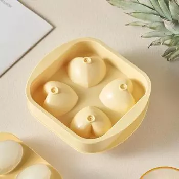 Поднос для кубиков льда в форме сердца, силиконовая 3D-форма для льда в форме сердца, 4 полости, большая машина для изготовления кубиков льда для виски, коктейлей, напитков, антипригарное покрытие, легко снимается белый