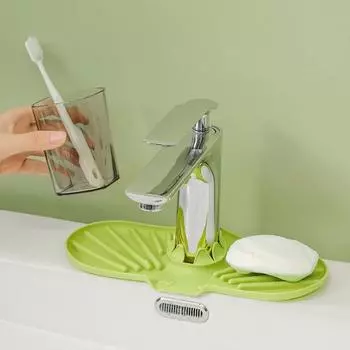 Поднос для кухонной раковины, силиконовый дренажный коврик, держатель губки для мыла со сливным ростком, аксессуары для кухонной стойки серый