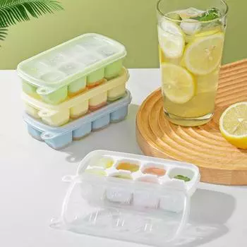 Поднос для льда с крышкой, 8 полостей, легкосъемная мини-штабелируемая форма для льда, универсальный поднос для льда для кофе со льдом, виски, напитков, коктейлей белый