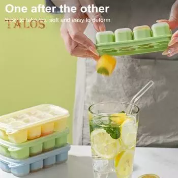 Поднос для льда с крышкой, легкосъемная мини-штабелируемая мини-форма для льда с 8 полостями, универсальный поднос для льда для холодного кофе, виски, напитков, коктейлей синий