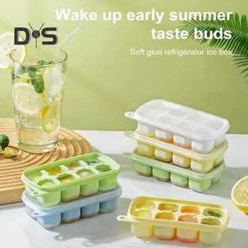 Поднос для льда с крышкой, легкосъемная мини-штабелируемая мини-форма для льда с 8 полостями, универсальный поднос для льда для холодного кофе, виски, напитков, коктейлей синий
