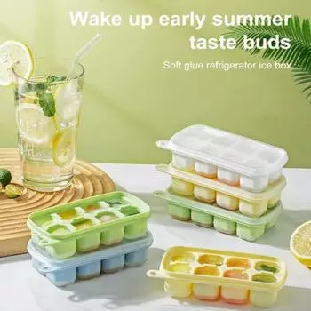 Поднос для льда с крышкой, легкосъемная мини-штабелируемая мини-форма для льда с 8 полостями, универсальный поднос для льда для холодного кофе, виски, напитков, коктейлей синий