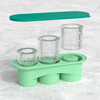 Поднос для льда с крышкой, силиконовая форма для льда, без запаха, без бисфенола А, 3 цилиндрических кубика льда для охлаждения напитков, кофе, сока, виски розовый