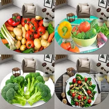 Поднос для овощей и фруктов с принтом, круглый ковер, коврик для ванной комнаты, домашний декор, кухонный дверной коврик, декор гостиной, напольный коврик 40cm