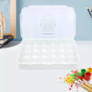 Поднос для палитры с 24 ячейками и крышкой, герметичный контейнер для хранения акварели