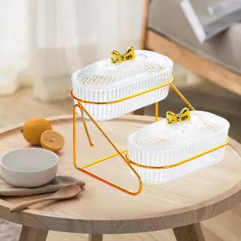 Поднос для подачи еды, многослойная тарелка для фруктов, праздничные атрибуты, контейнер для фруктов 2 Layers_Transparent