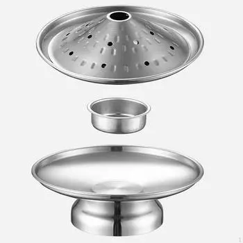 Поднос для подачи еды с подставкой для коммерческого использования серебряный