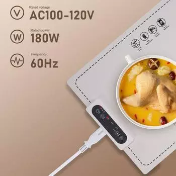 Поднос для подогрева еды Yousheng, быстро нагревающийся, регулируемая температура, интеллектуальное время, складной, легко моющийся, коврик для подогрева посуды S синий