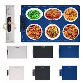Поднос для подогрева пищи, быстрая регулировка температуры, интеллектуальное управление временем, складной, легко моющийся, коврик для подогрева тарелок S чёрный