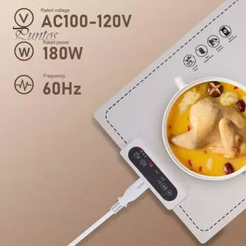 Поднос для подогрева пищи, быстрая регулировка температуры, интеллектуальное управление временем, складной, легко моющийся, коврик для подогрева тарелок S синий