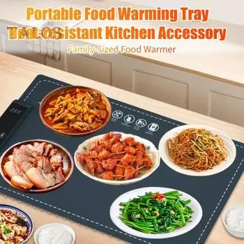 Поднос для подогрева пищи с большой вместимостью, панелью с цифровым дисплеем, быстрая передача тепла, легко моется, складной электрический коврик для подогрева UK