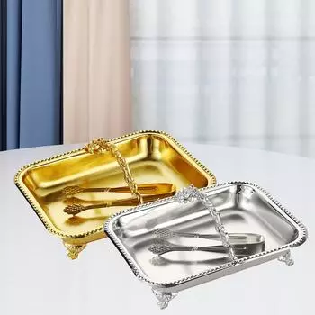 Поднос для полотенец для гостей с ручкой и зажимом Поднос для сервировки закусок на свадьбу KTV золотистый