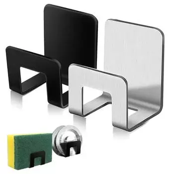 Поднос для раковины из нержавеющей стали, сушилка для кухонной мойки, держатели для губок, самоклеящийся держатель для хранения крючков, органайзер для кухонной проволочной тряпки