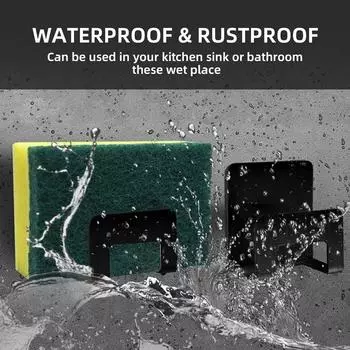 Поднос для раковины из нержавеющей стали, сушилка для кухонной мойки, держатели для губок, самоклеящийся держатель для хранения крючков, органайзер для кухонной проволочной тряпки