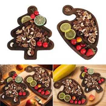 Поднос для рождественской елки, милая домашняя деревянная тарелка для фруктов, десертов, тортов, для развлечения, завтрака, журнального столика, домашнего декора