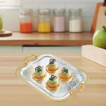 Поднос для сервировки, декоративный, железный, элегантный, держатель для чашки для еды и чая для кухни, ванной комнаты, комода L