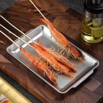 Поднос для сервировки еды из нержавеющей стали, органайзер, матовое декоративное блюдо, прямоугольное 22cmx11cm