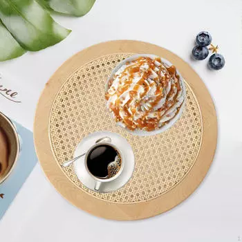 Поднос для сервировки из ротанга, тарелка, дисплей, органайзер для закусок, хлеба, поднос для хранения, для ужина, спальни Wood Color